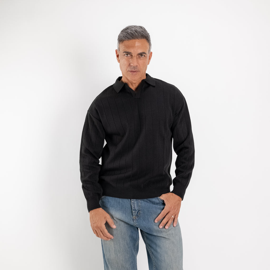 Polo Derby de manga larga - Negro