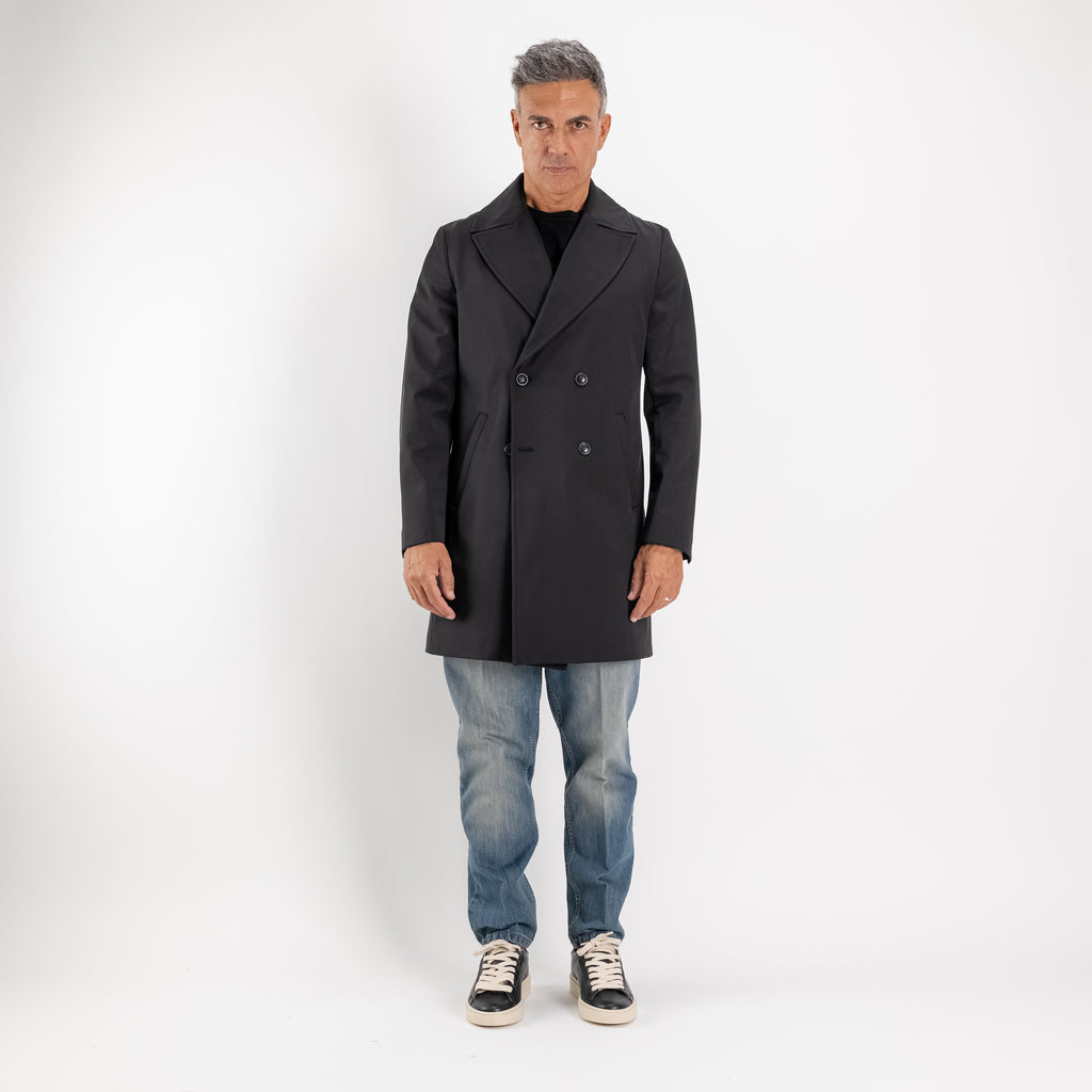 Cappotto Trench Doppiopetto Tecnico - Nero