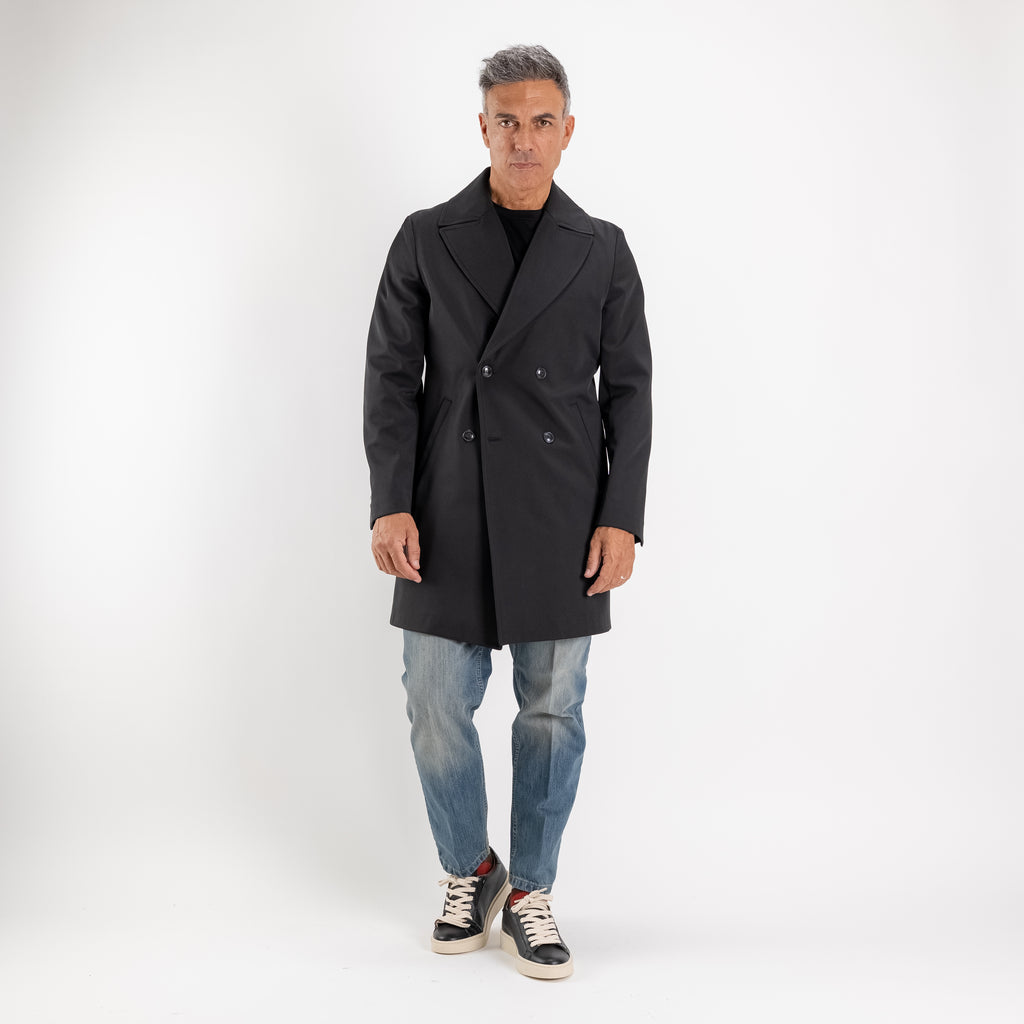 Cappotto Trench Doppiopetto Tecnico - Nero