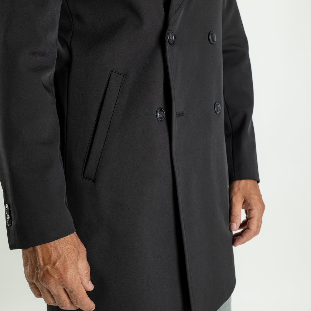 Cappotto Trench Doppiopetto Tecnico - Nero