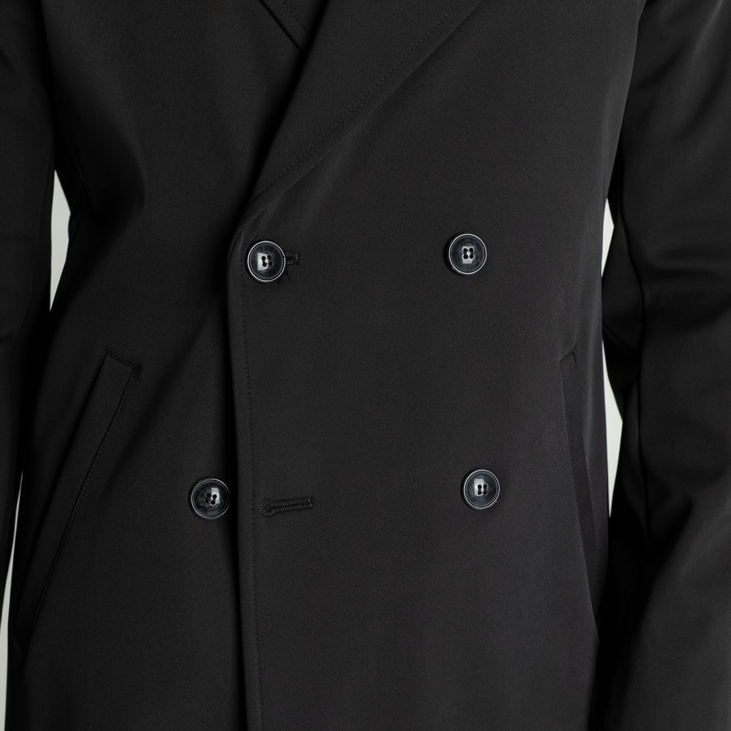 Cappotto Trench Doppiopetto Tecnico - Nero