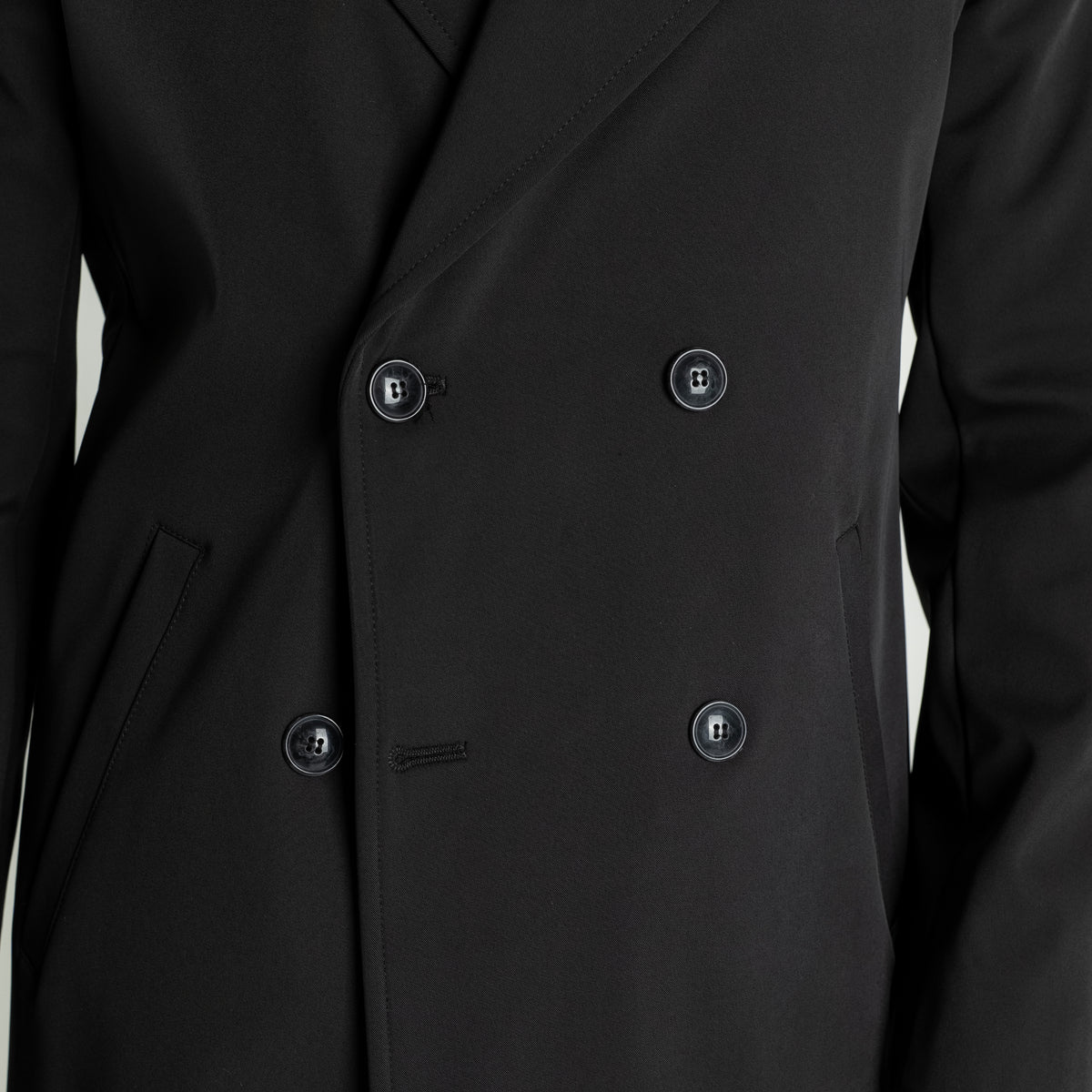 Cappotto Trench Doppiopetto Tecnico - Nero