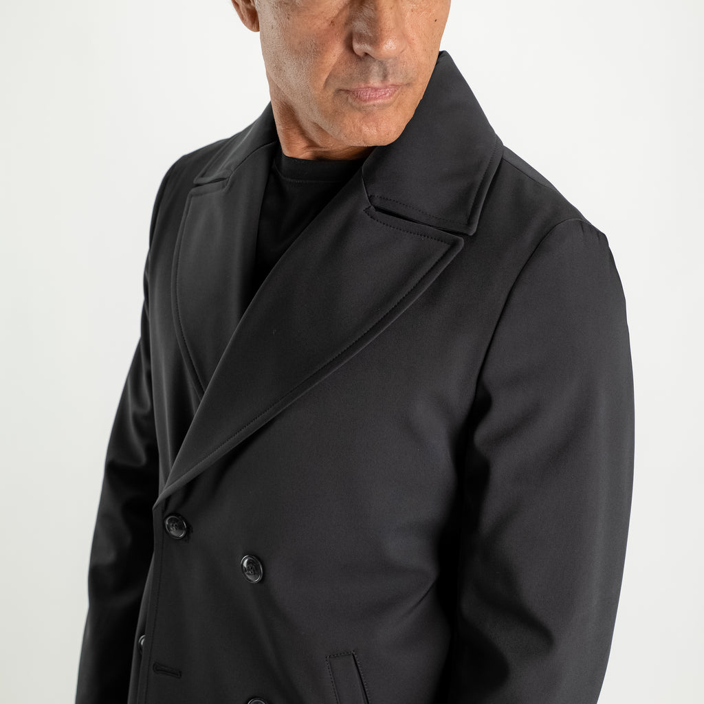Cappotto Trench Doppiopetto Tecnico - Nero