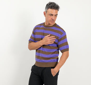 Maglia in filo a strisce - Viola