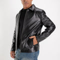 Giacca con colletto in Vera Pelle – Nero