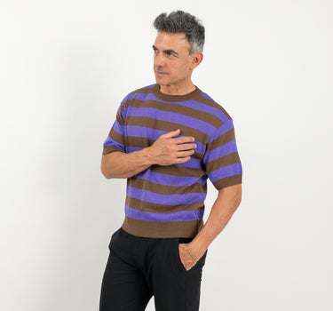 Maglia in filo a strisce - Viola