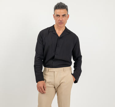 Camicia in viscosa con bottoni ricoperti - Nero