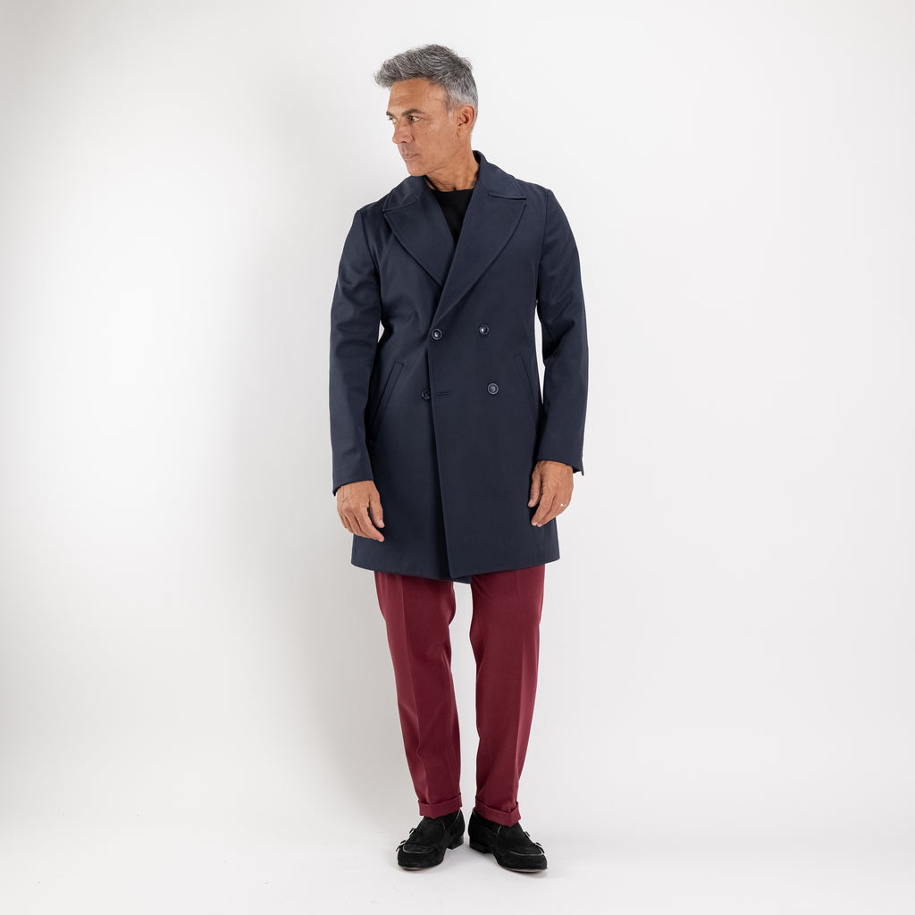 Cappotto Trench Doppiopetto Tecnico - Blu