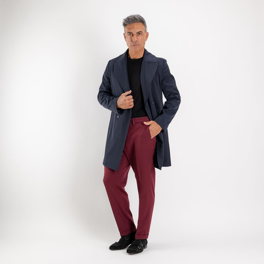 Cappotto Trench Doppiopetto Tecnico - Blu