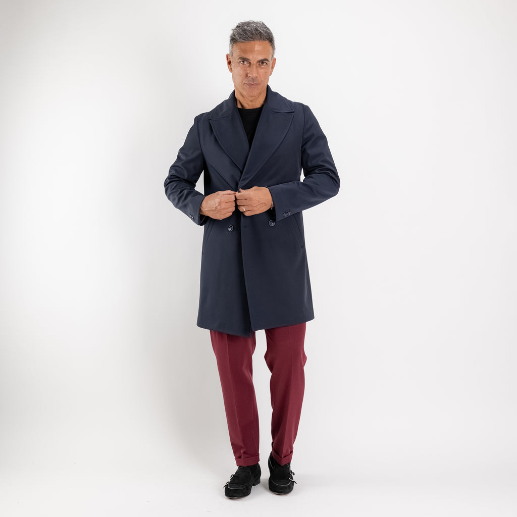 Cappotto Trench Doppiopetto Tecnico - Blu