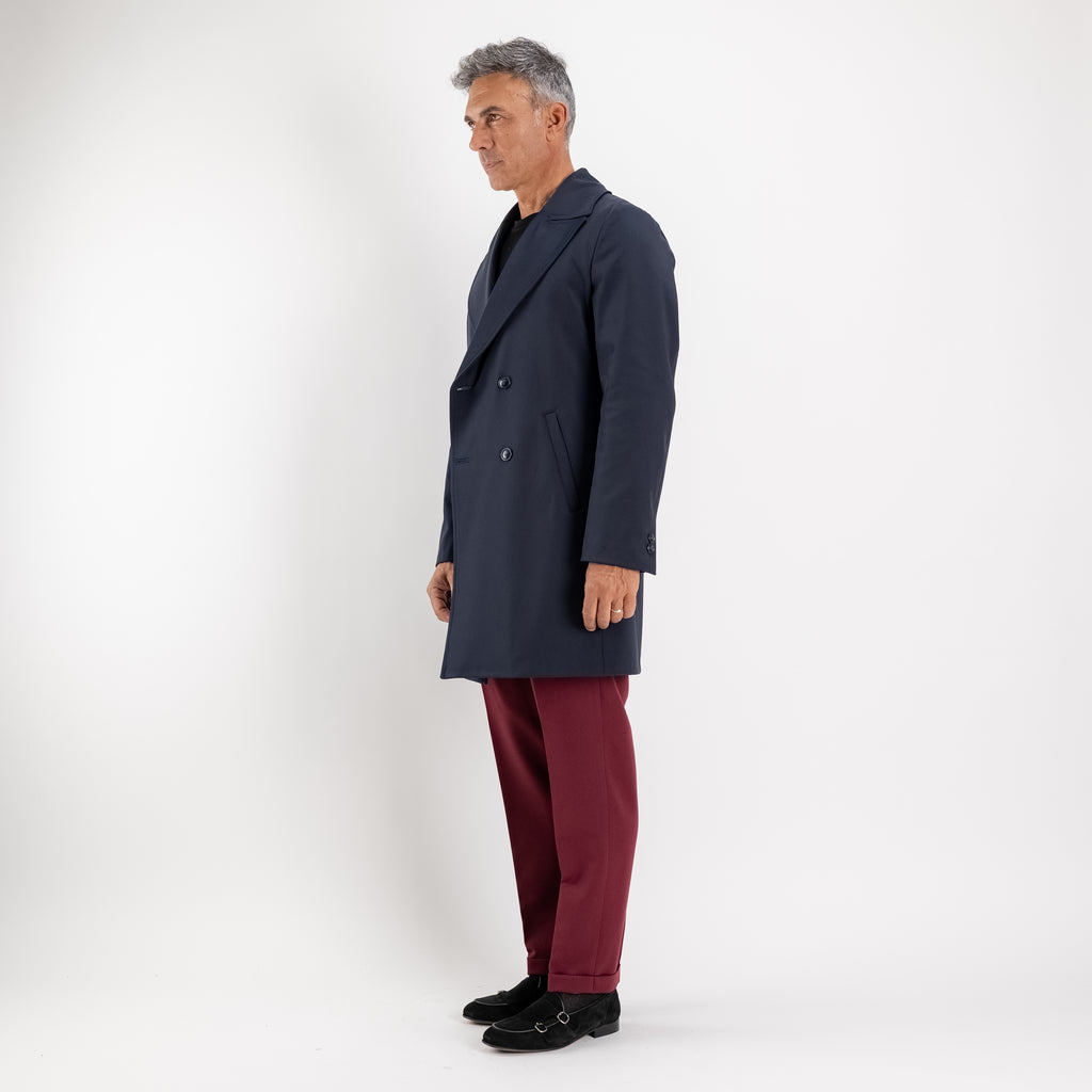 Cappotto Trench Doppiopetto Tecnico - Blu