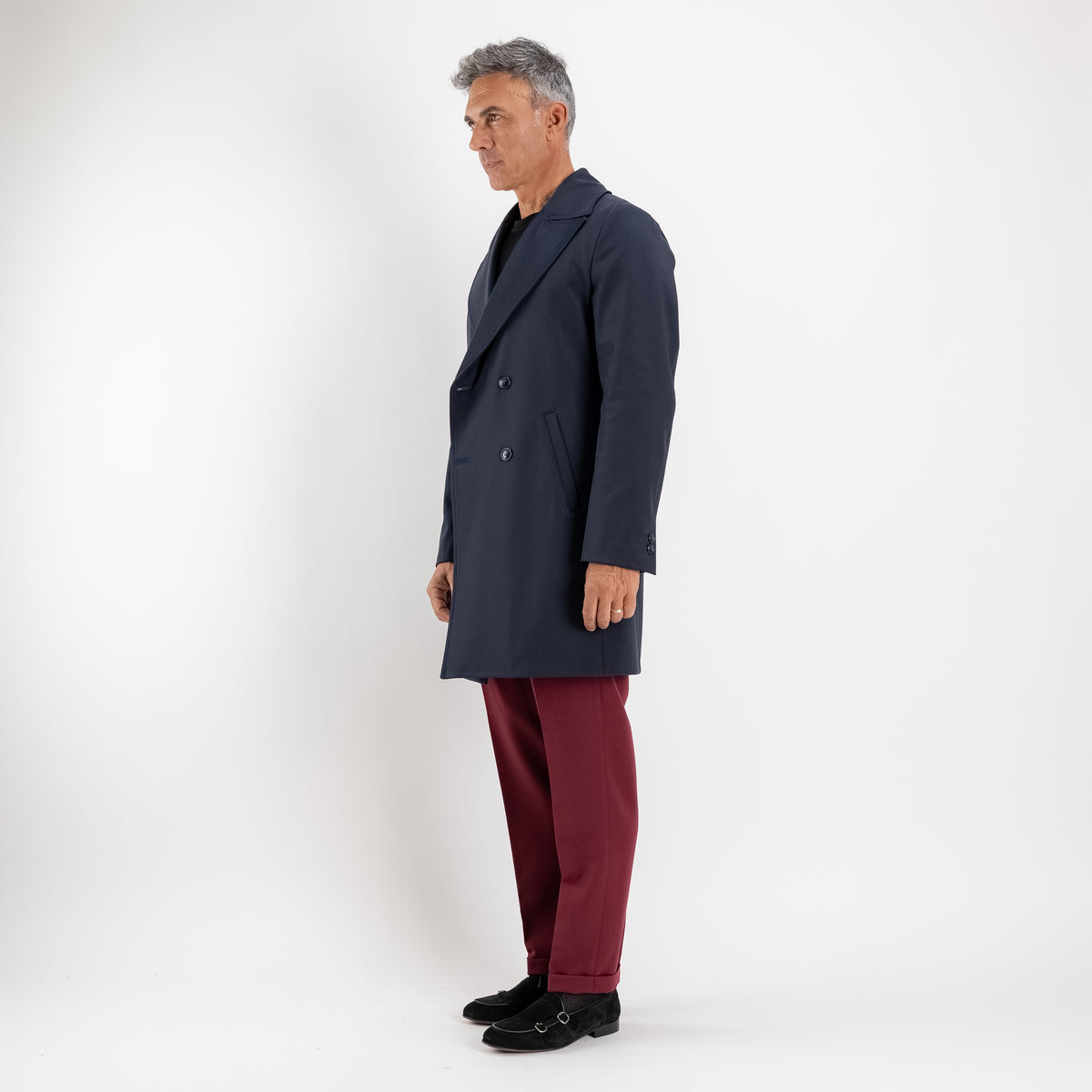 Cappotto Trench Doppiopetto Tecnico - Blu