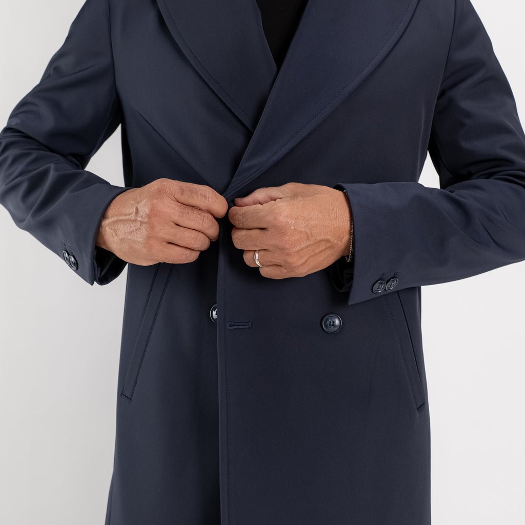 Cappotto Trench Doppiopetto Tecnico - Blu