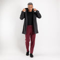 Trench monopetto con cappuccio - Nero