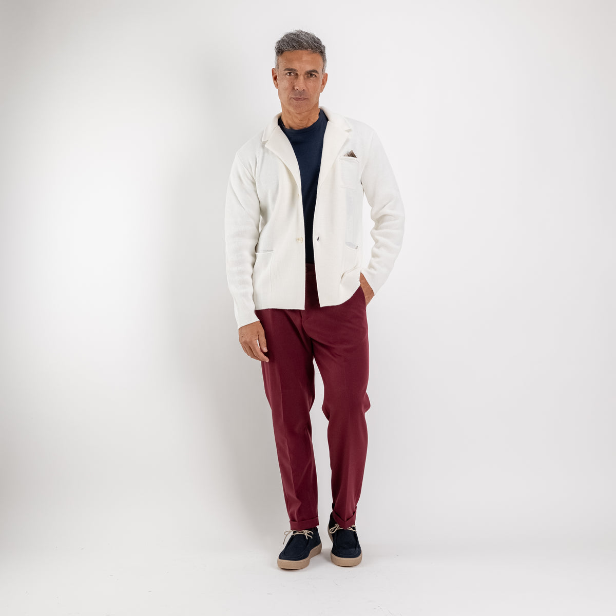 Cardigan a giacca monopetto - Panna