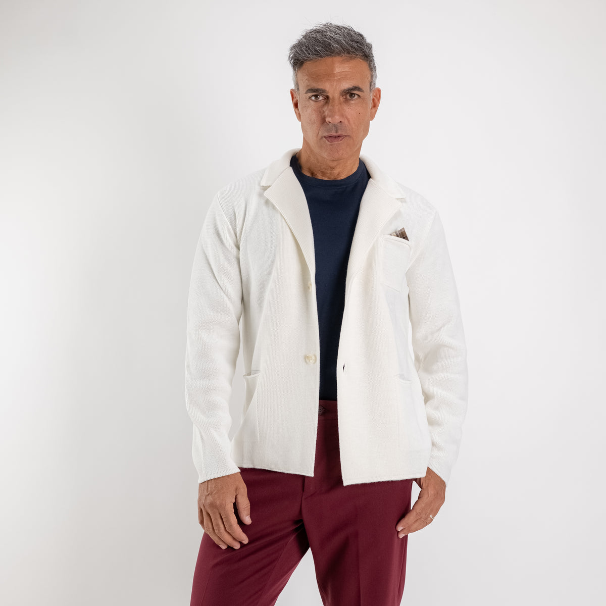 Cardigan a giacca monopetto - Panna