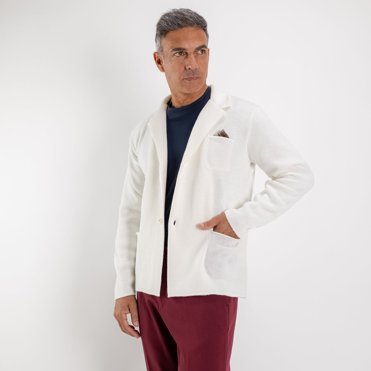 Cardigan a giacca monopetto - Panna