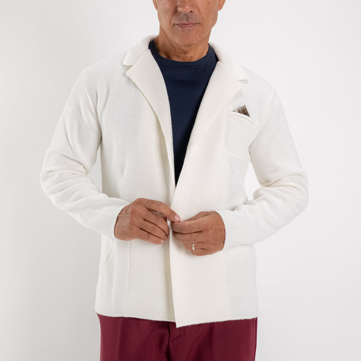 Cardigan a giacca monopetto - Panna