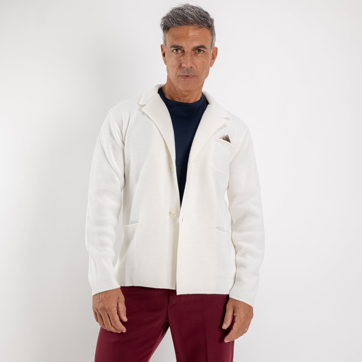 Cardigan a giacca monopetto - Panna