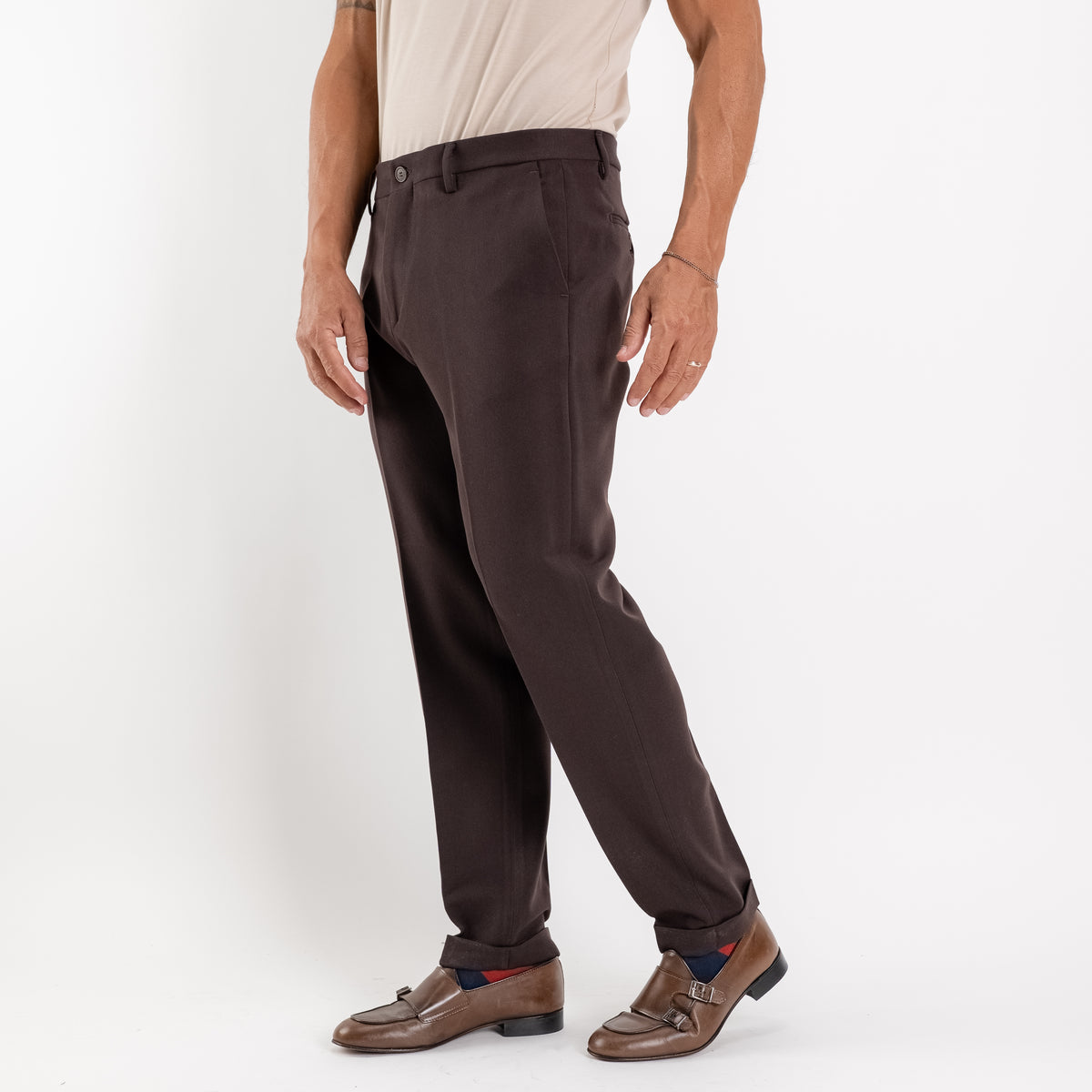 Chino-broek slim fit - Donkerbruin