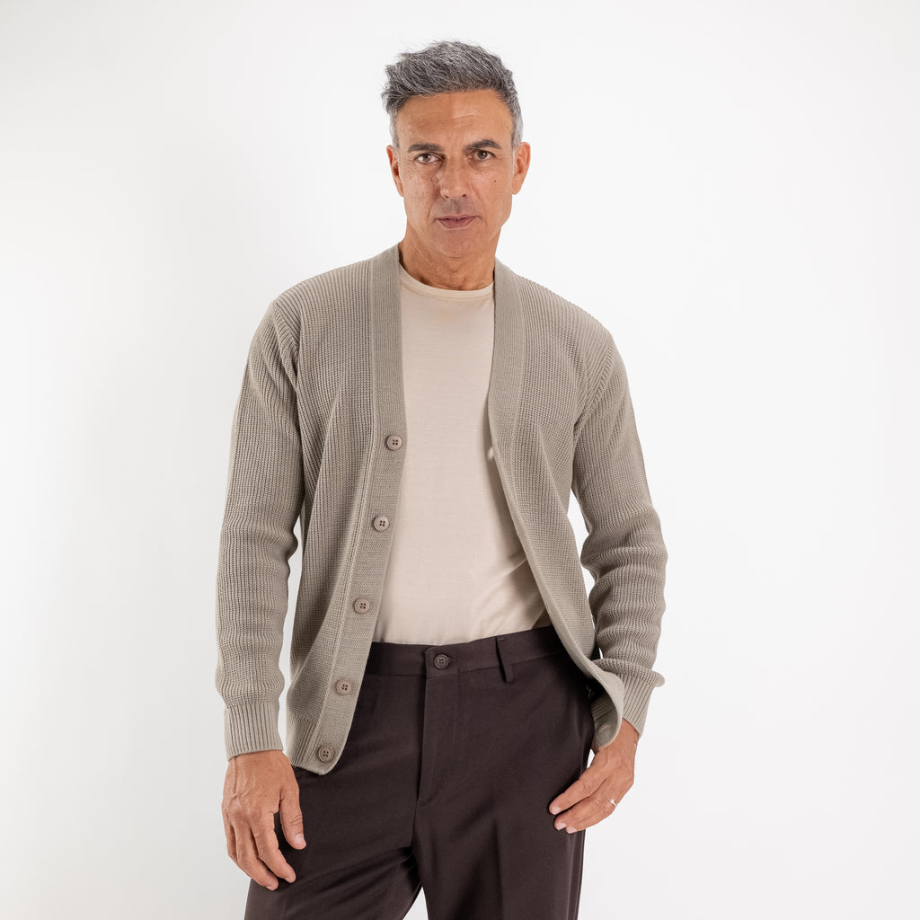 Cardigan scollo a V - Fango