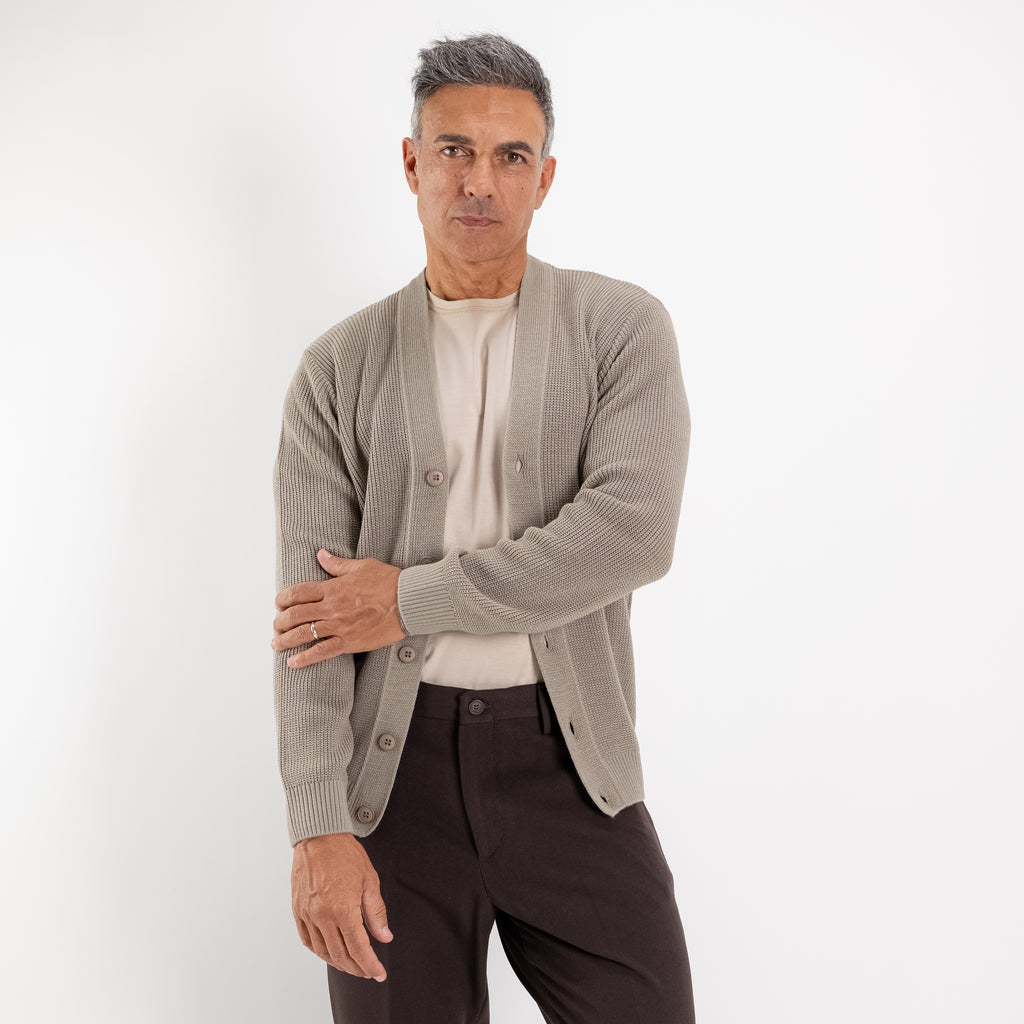 Cardigan scollo a V - Fango