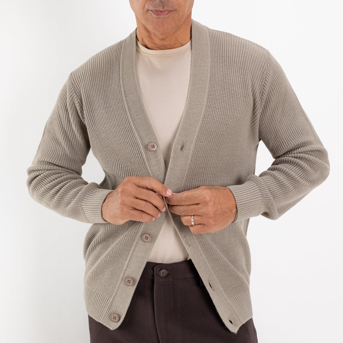 Cardigan scollo a V - Fango