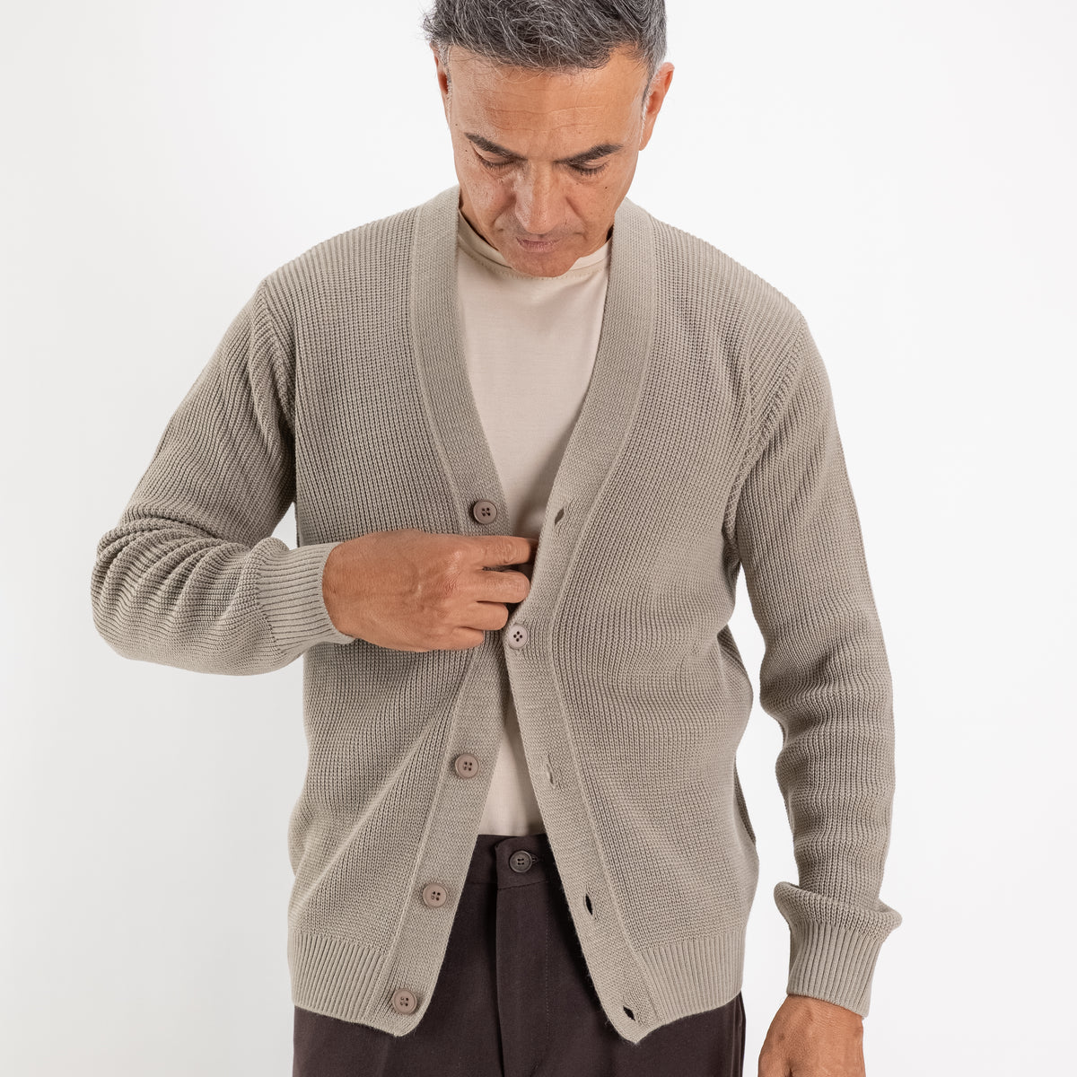 Cardigan scollo a V - Fango