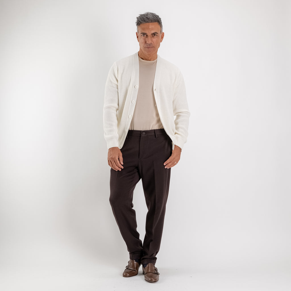 Cardigan scollo a V - Panna