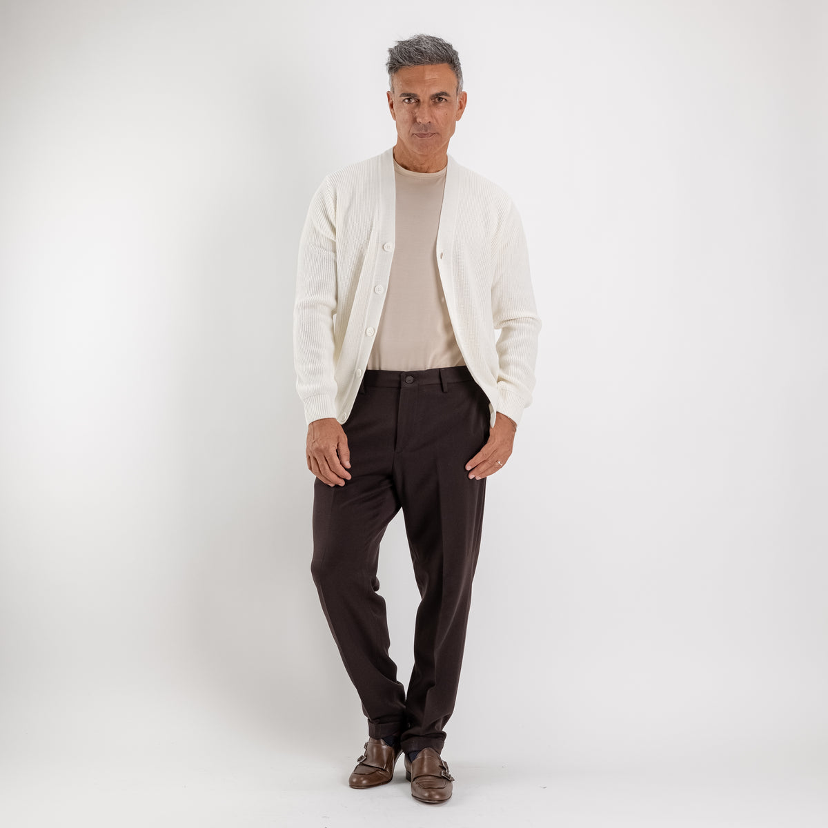 Cardigan scollo a V - Panna