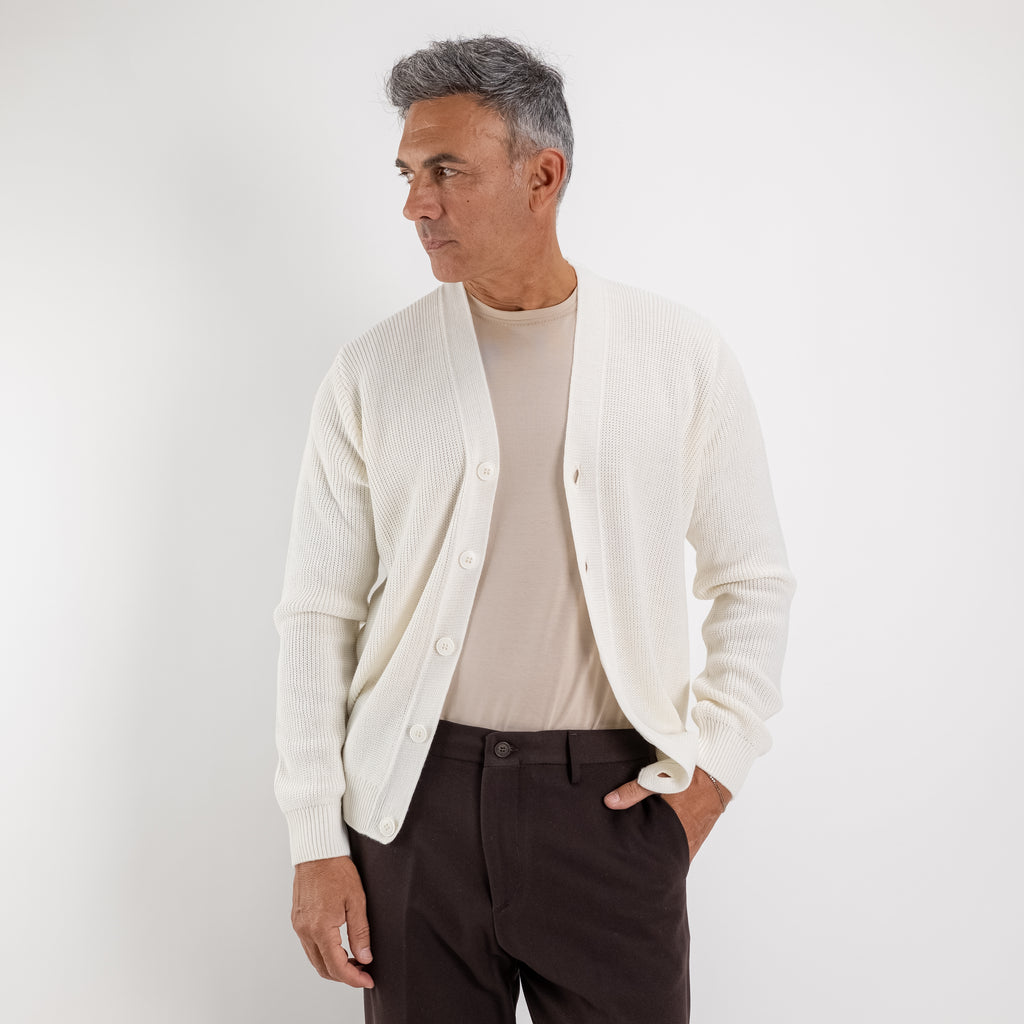 Cardigan scollo a V - Panna
