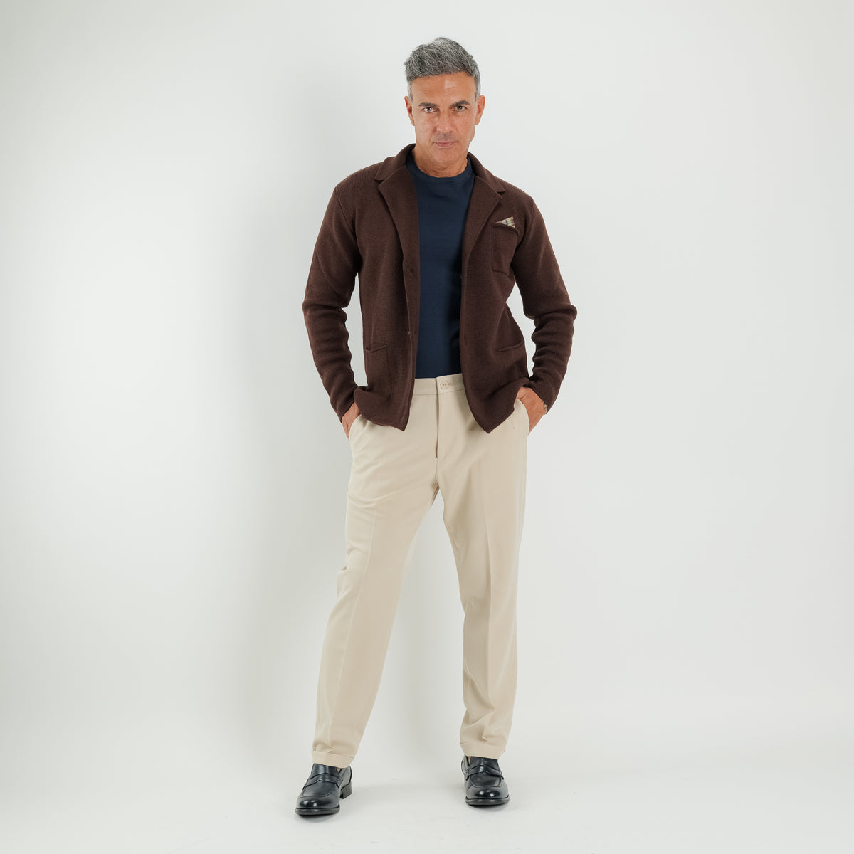 Cardigan a giacca monopetto - Moro