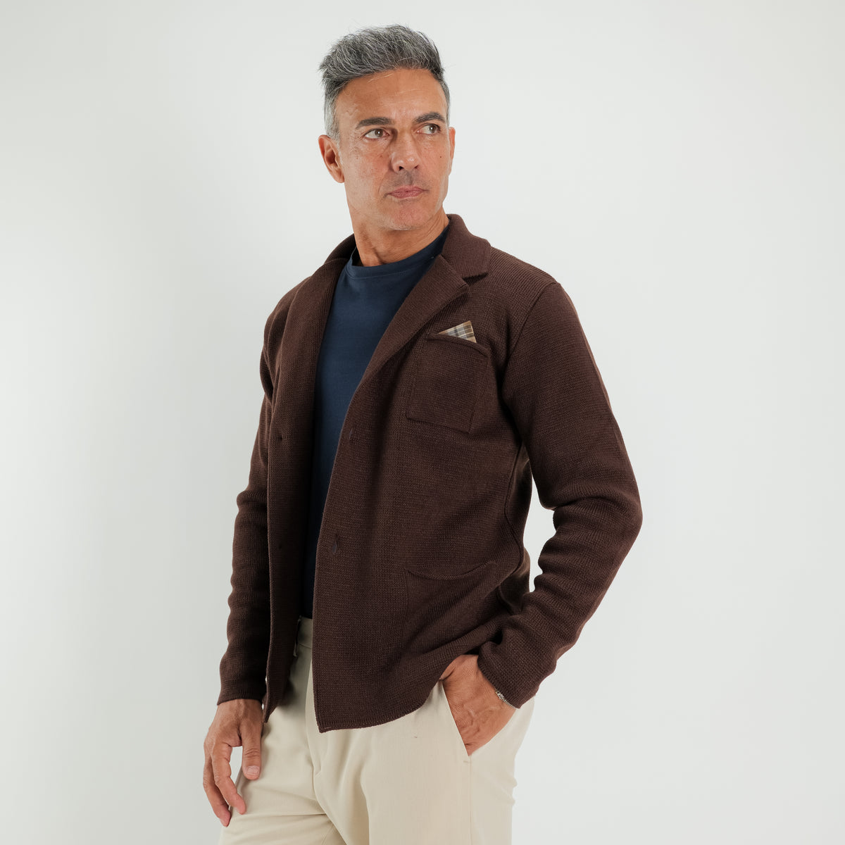 Cardigan a giacca monopetto - Moro