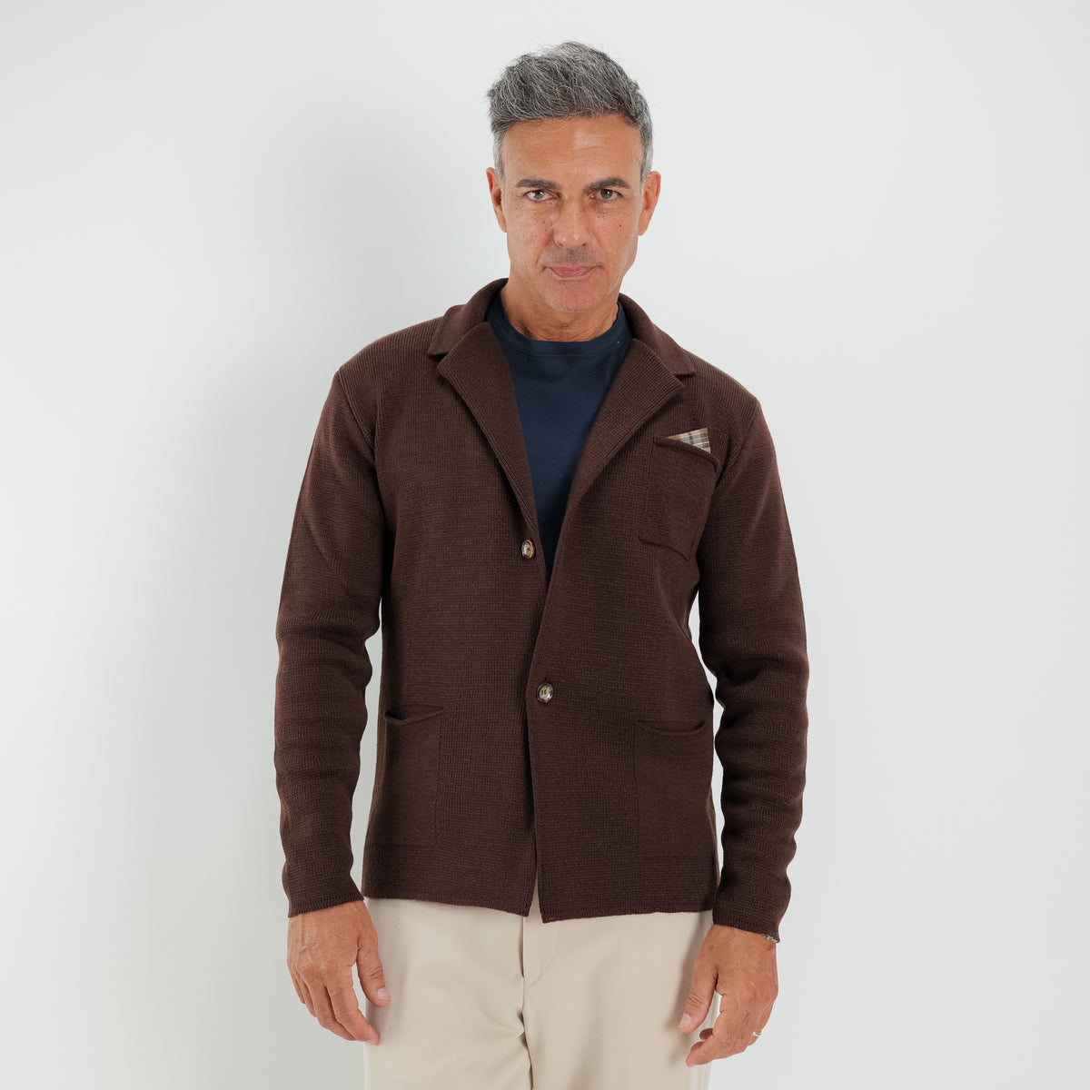 Cardigan a giacca monopetto - Moro