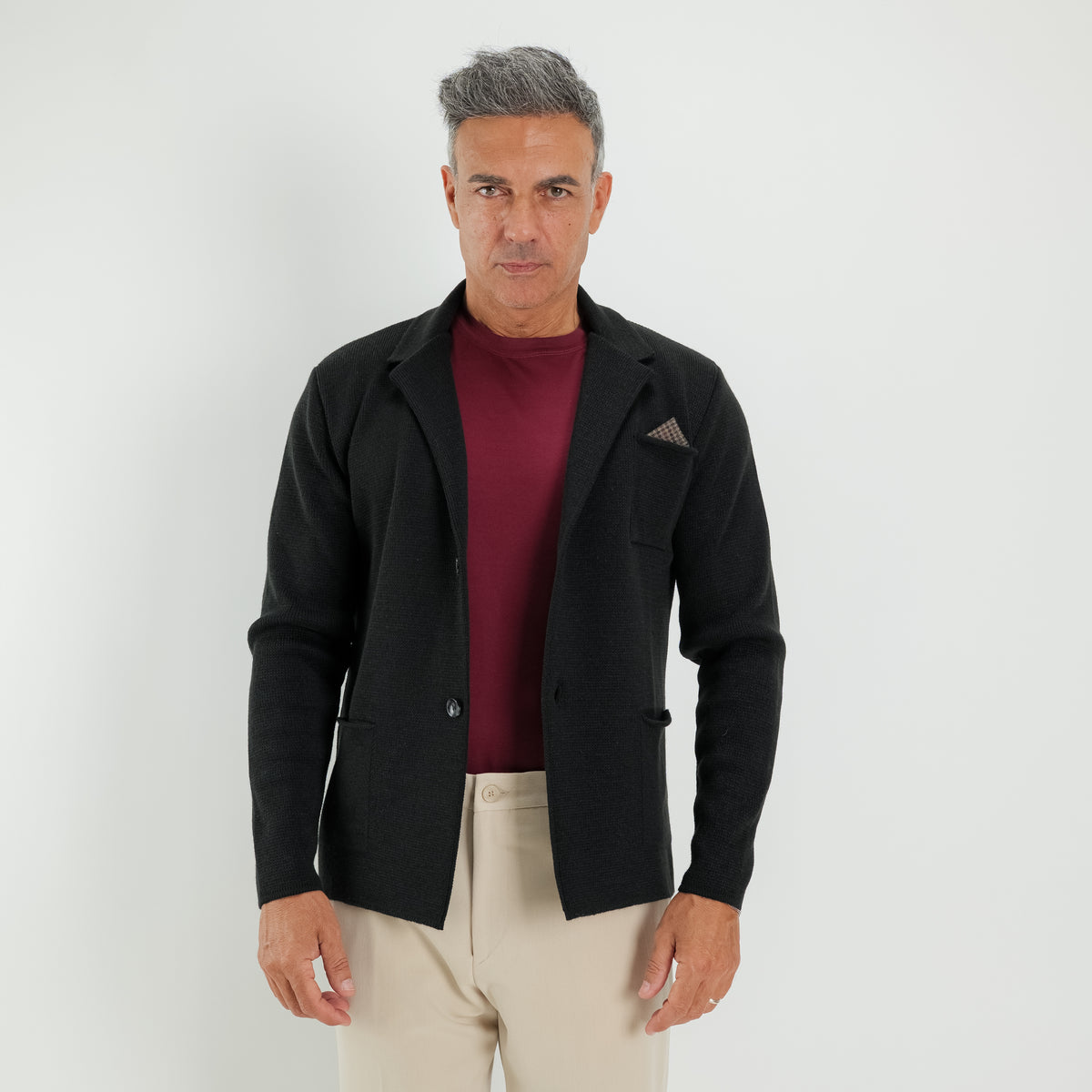 Cardigan a giacca monopetto - Nero