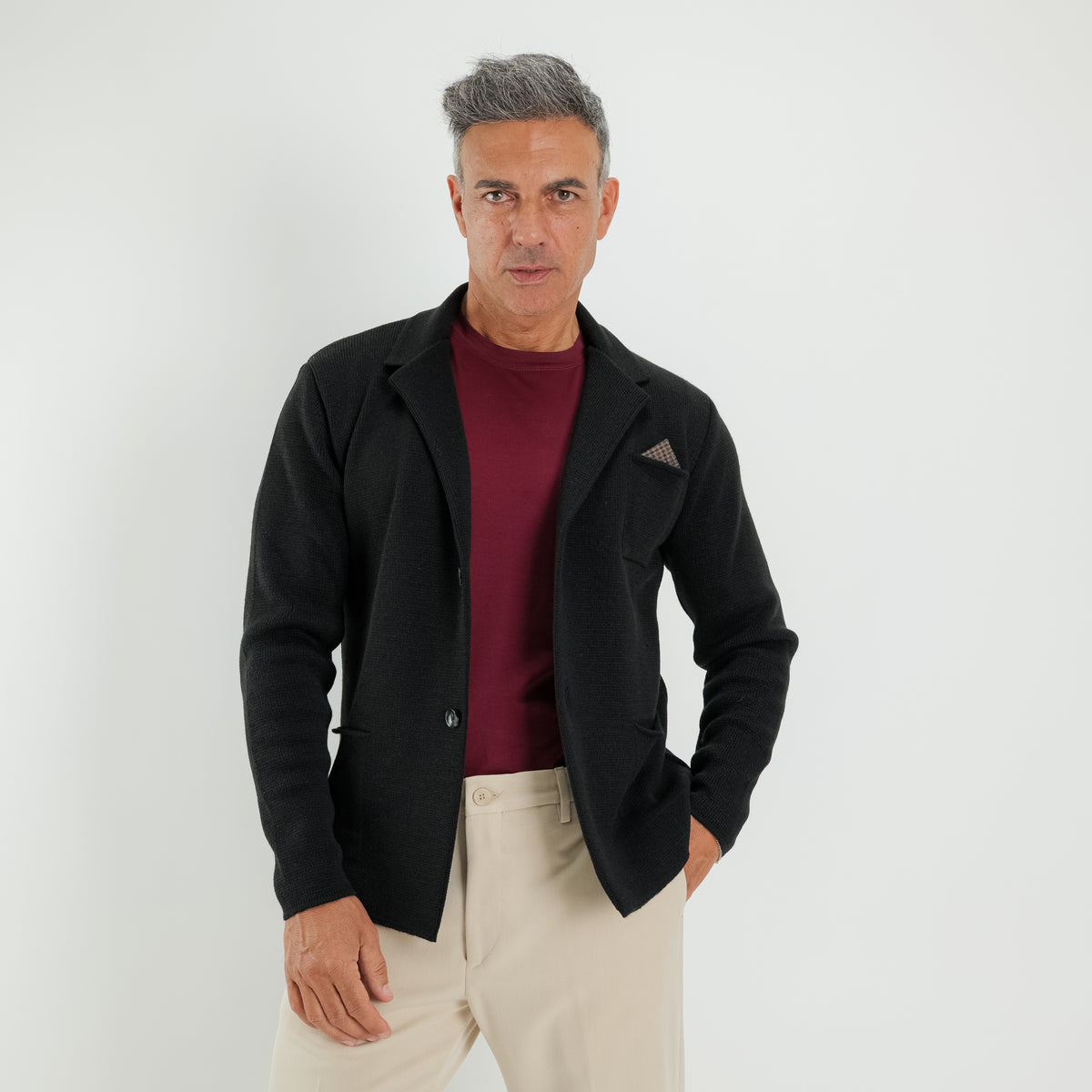 Cardigan a giacca monopetto - Nero
