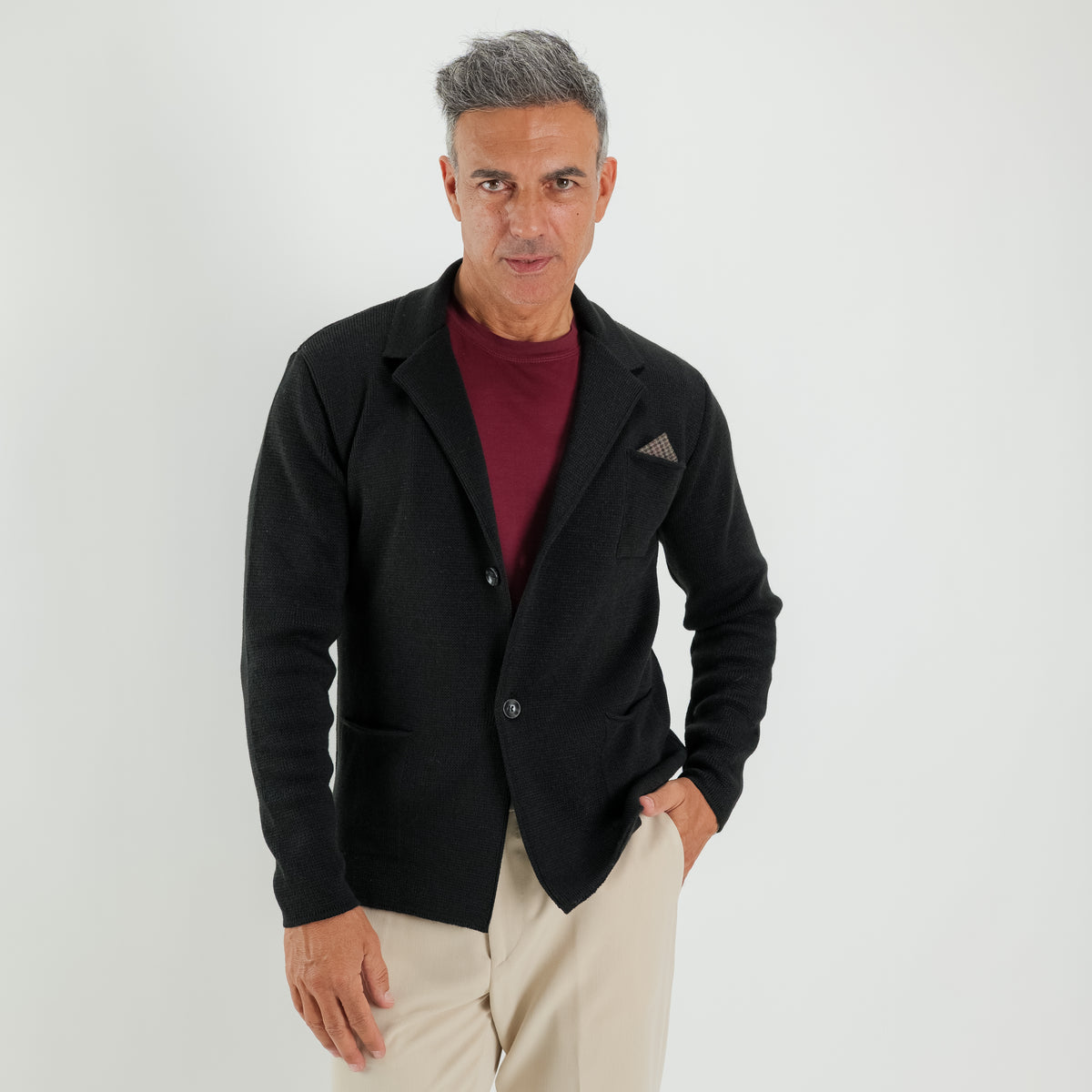 Cardigan a giacca monopetto - Nero