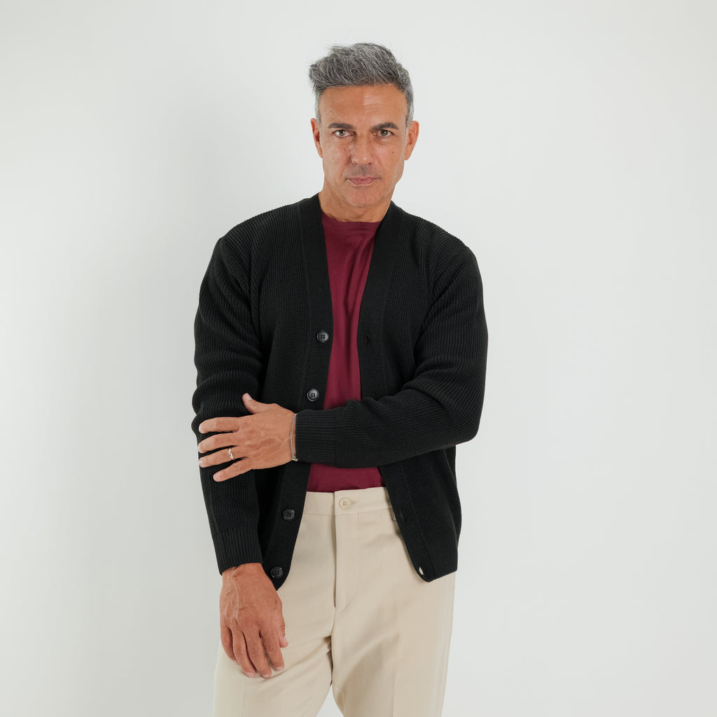 Cárdigan con cuello en V - Negro