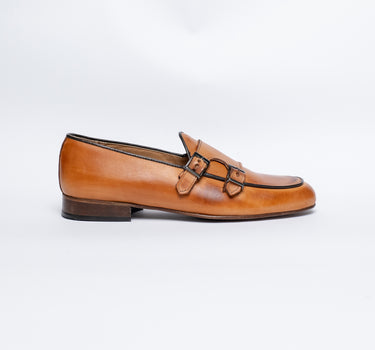 Mocassino Doppia Fibbia in Pelle - Camel Sfumato
