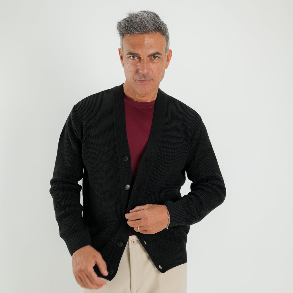 Cárdigan con cuello en V - Negro