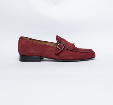 Mocassino in camoscio con Frangia e Fibbia - Bordeaux