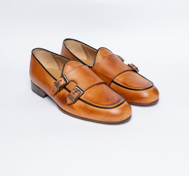 Mocassino Doppia Fibbia in Pelle - Camel Sfumato