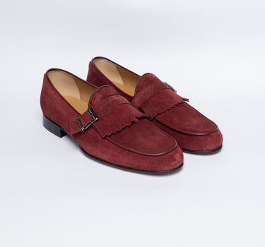 Mocassino in camoscio con Frangia e Fibbia - Bordeaux