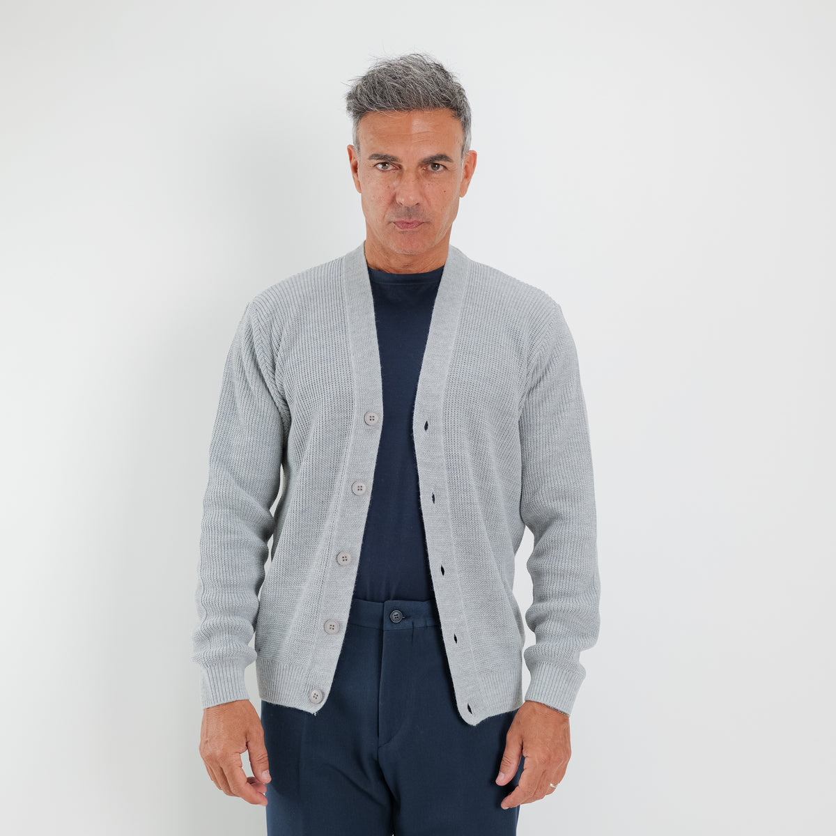 V-Ausschnitt-Cardigan - Grau