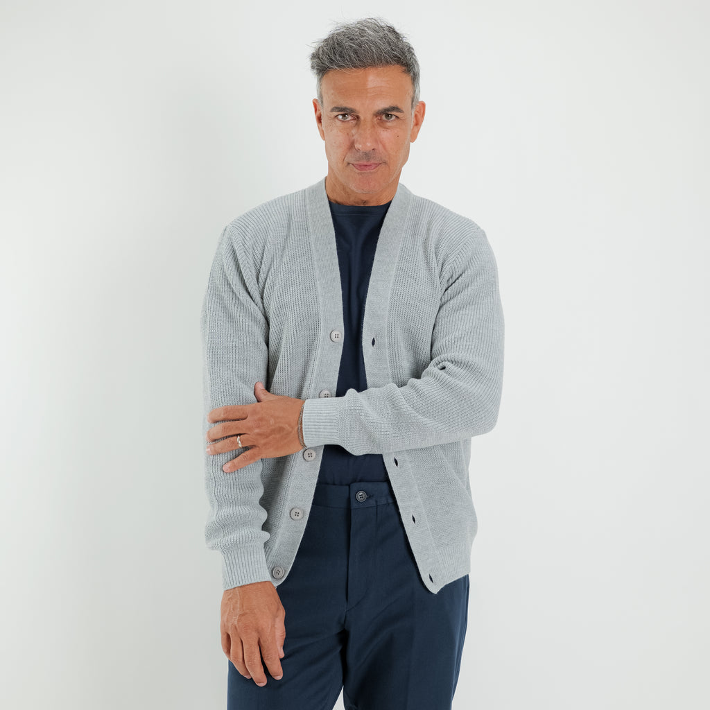 V-Ausschnitt-Cardigan - Grau
