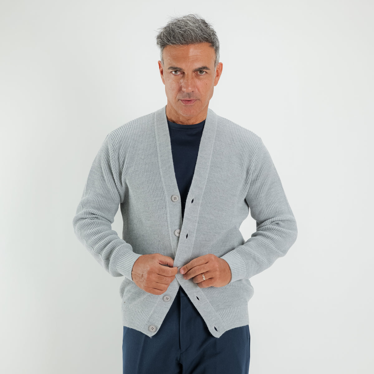 V-Ausschnitt-Cardigan - Grau