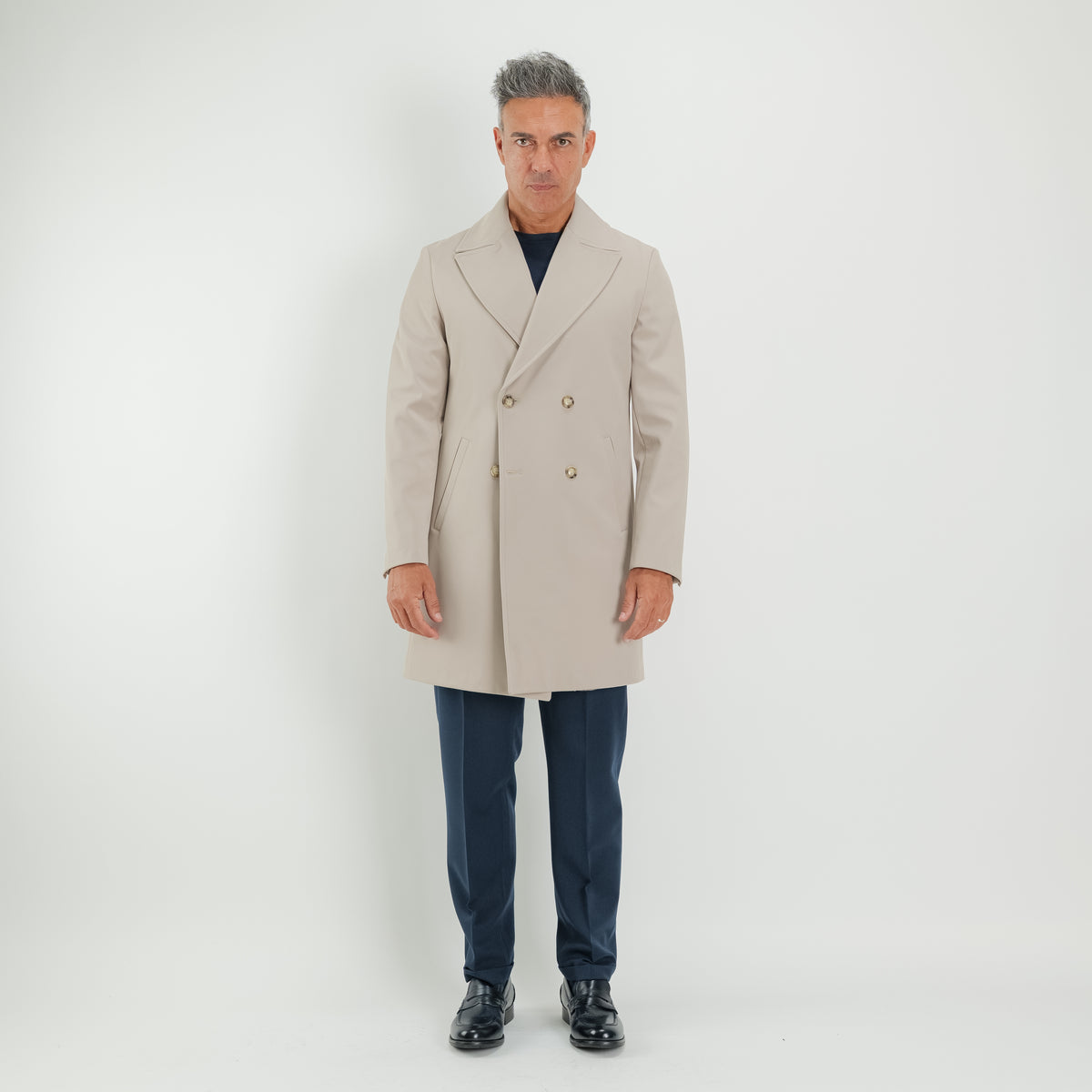 Cappotto Trench Doppiopetto Tecnico - Beige