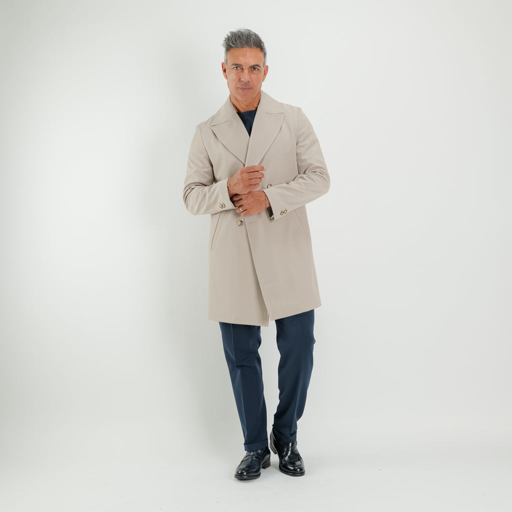 Cappotto Trench Doppiopetto Tecnico - Beige