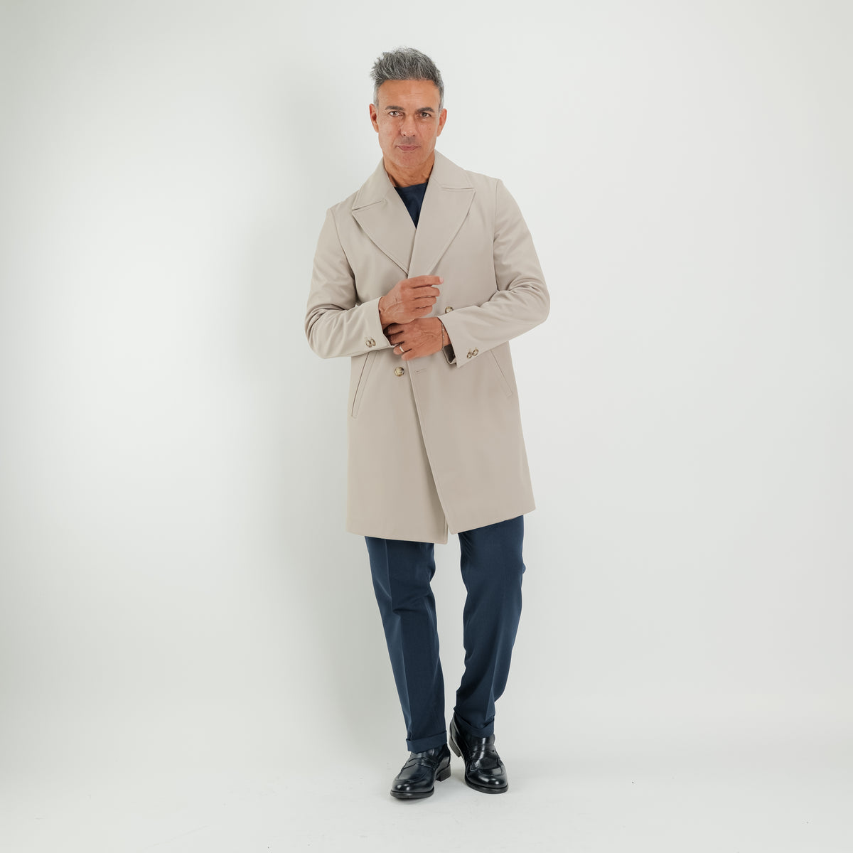 Cappotto Trench Doppiopetto Tecnico - Beige