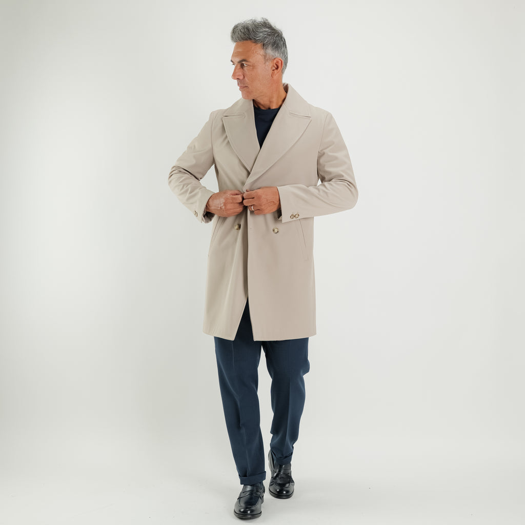Cappotto Trench Doppiopetto Tecnico - Beige